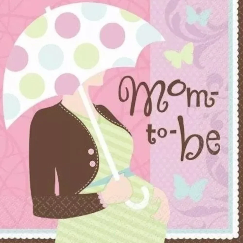 Great Expectations Mom to Be Baby Shower Napkins 36ct - Pink & Green 6.5